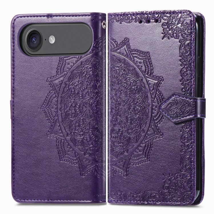 For iPhone Air Mandala Flower Embossed Leather Phone Case