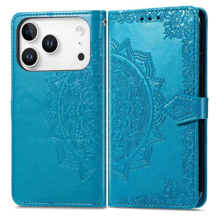 For iPhone 17 Pro Mandala Flower Embossed Leather Phone Case