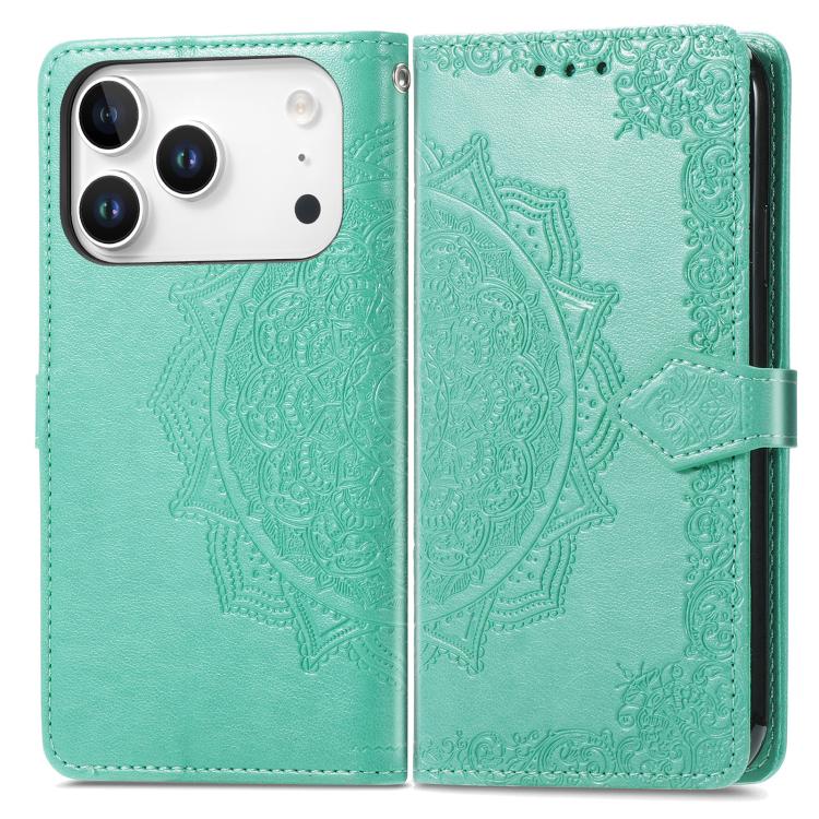 For iPhone 17 Pro Mandala Flower Embossed Leather Phone Case