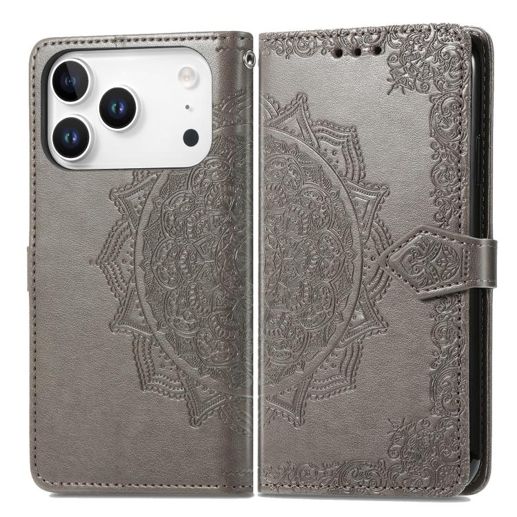 For iPhone 17 Pro Max Mandala Flower Embossed Leather Phone Case