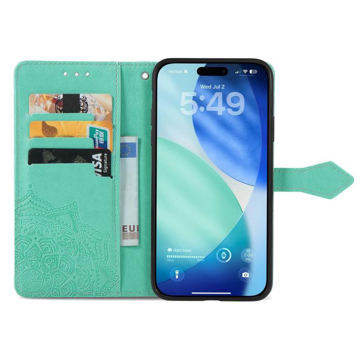 For iPhone 17 Pro Max Mandala Flower Embossed Leather Phone Case