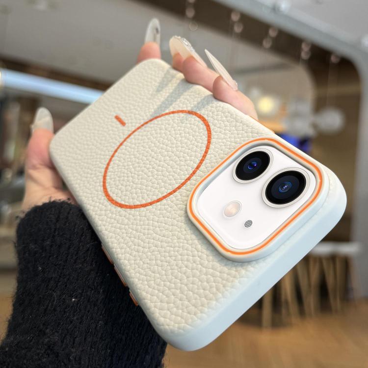 For iPhone 11 Thin Circle MagSafe Litchi Grain TPU Phone Case