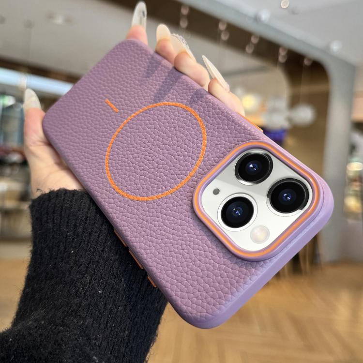 For iPhone 11 Pro Thin Circle MagSafe Litchi Grain TPU Phone Case