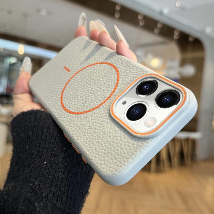 For iPhone 11 Pro Max Thin Circle MagSafe Litchi Grain TPU Phone Case