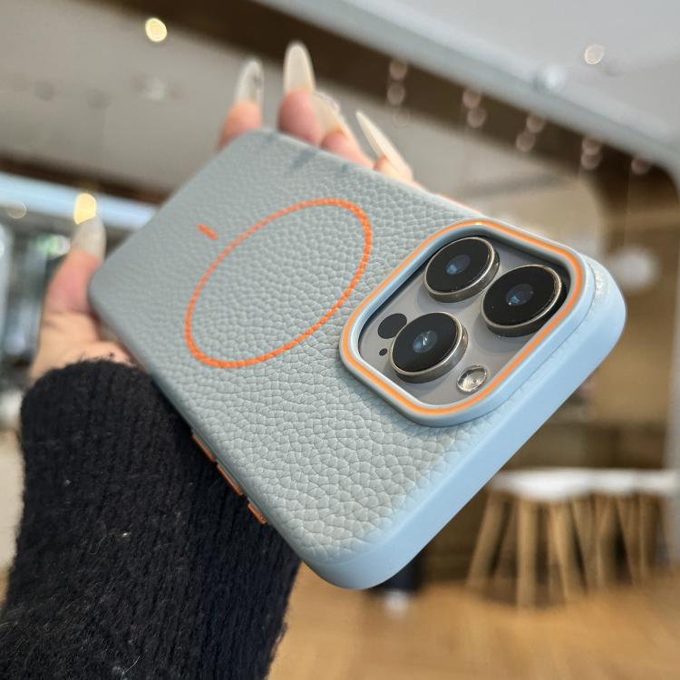 For iPhone 16 Pro Thin Circle MagSafe Litchi Grain TPU Phone Case