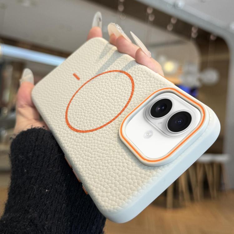 For iPhone 16 Plus Thin Circle MagSafe Litchi Grain TPU Phone Case