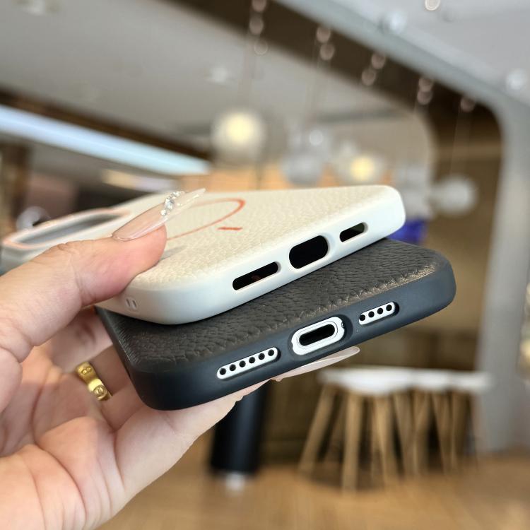 For iPhone 12 Pro Max Thin Circle MagSafe Litchi Grain TPU Phone Case