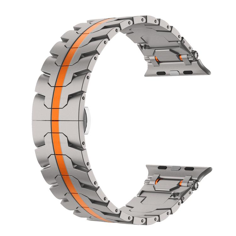 For Apple Watch 46mm / 49mm / 45mm / 44mm Stainless Steel Iron Man Butterfly Buckle Metal Watch Band