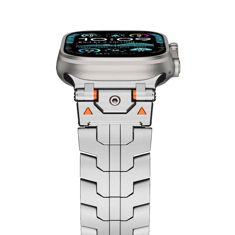 For Apple Watch 42mm / 41mm / 40mm / 38mm Stainless Steel Iron Man Butterfly Buckle Metal Watch Band - Silver