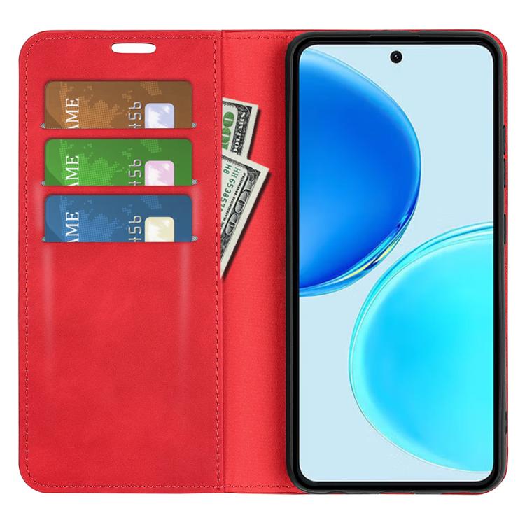 For Honor X8d 4G Retro-skin Magnetic Suction Leather Phone Case