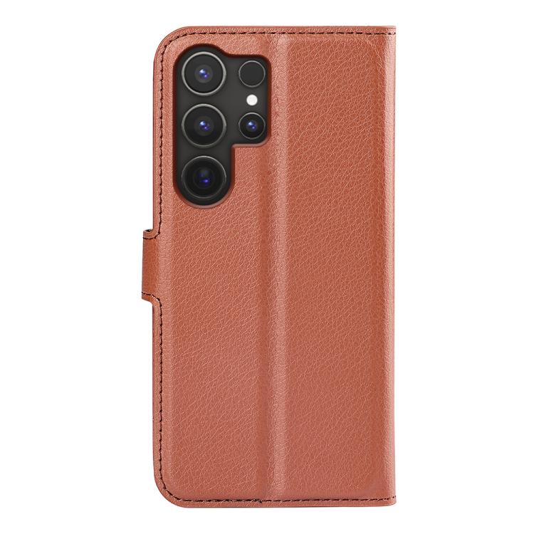 For Samsung Galaxy S25 Ultra 5G Litchi Texture Horizontal Flip Leather Phone Case with Holder
