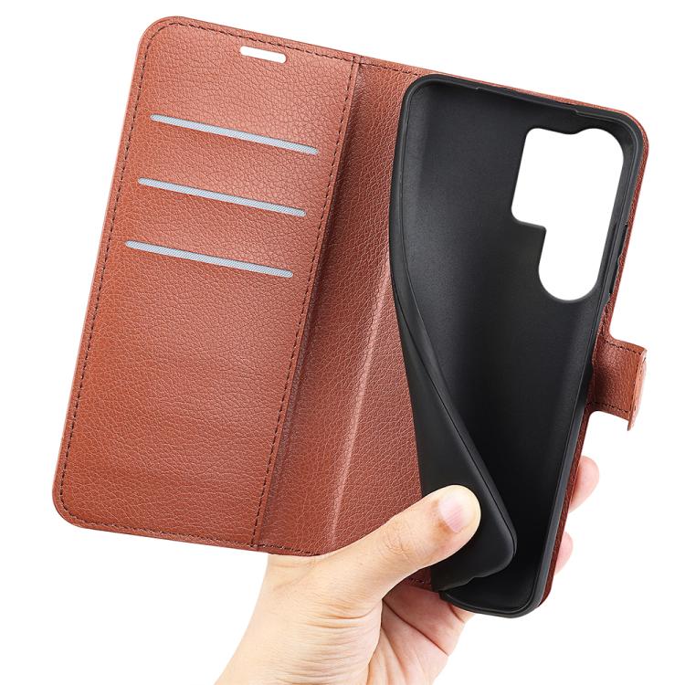 For Samsung Galaxy S25 Ultra 5G Litchi Texture Horizontal Flip Leather Phone Case with Holder