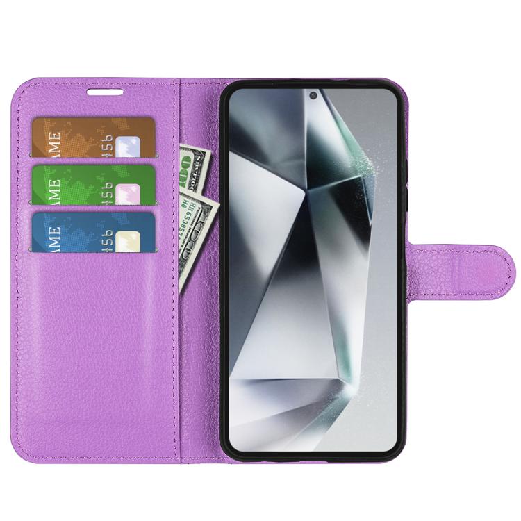 For Samsung Galaxy S25 Ultra 5G Litchi Texture Horizontal Flip Leather Phone Case with Holder