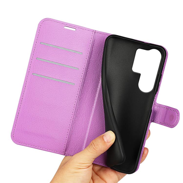 For Samsung Galaxy S25 Ultra 5G Litchi Texture Horizontal Flip Leather Phone Case with Holder