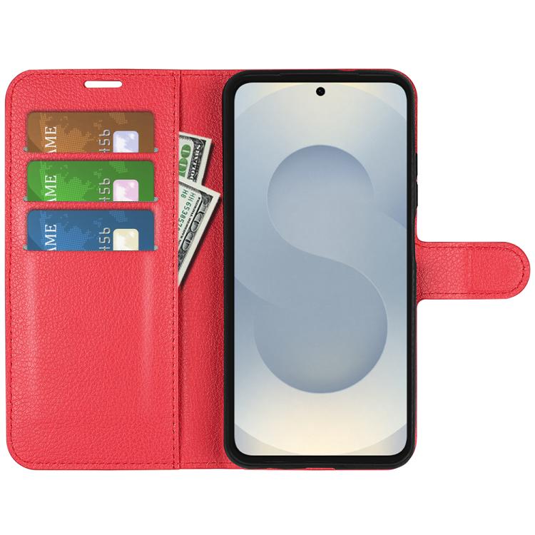 For Samsung Galaxy S25 Edge 5G Litchi Texture Horizontal Flip Leather Phone Case with Holder