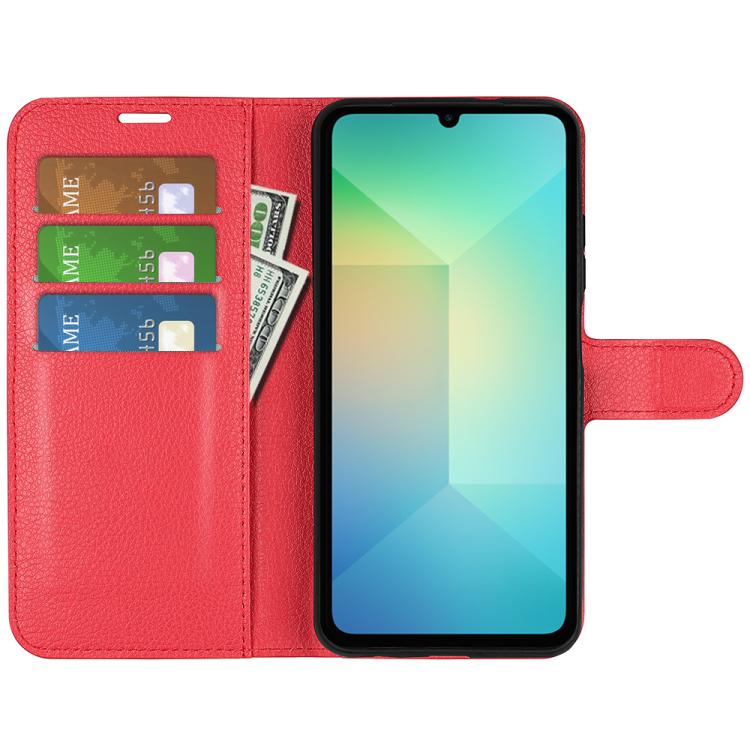 For Samsung Galaxy A06 5G Litchi Texture Horizontal Flip Leather Phone Case with Holder