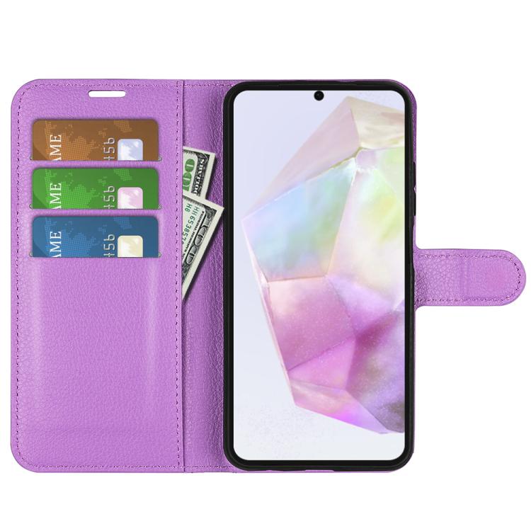 For Samsung Galaxy A36 Litchi Texture Horizontal Flip Leather Phone Case with Holder