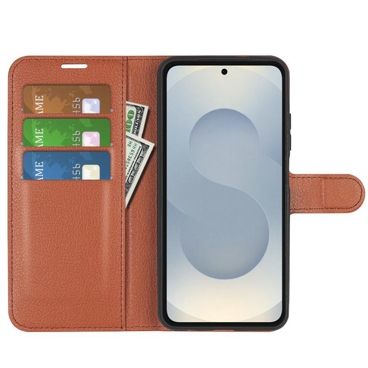 For Samsung Galaxy S25 Edge 5G Litchi Texture Horizontal Flip Leather Phone Case with Holder