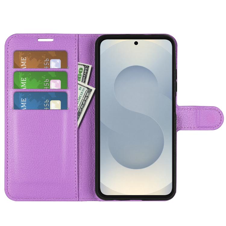 For Samsung Galaxy S25 Edge 5G Litchi Texture Horizontal Flip Leather Phone Case with Holder