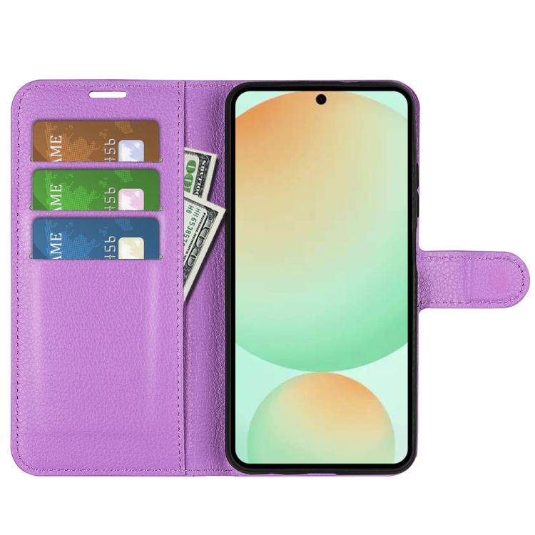 For Samsung Galaxy S25 FE 5G Litchi Texture Horizontal Flip Leather Phone Case with Holder