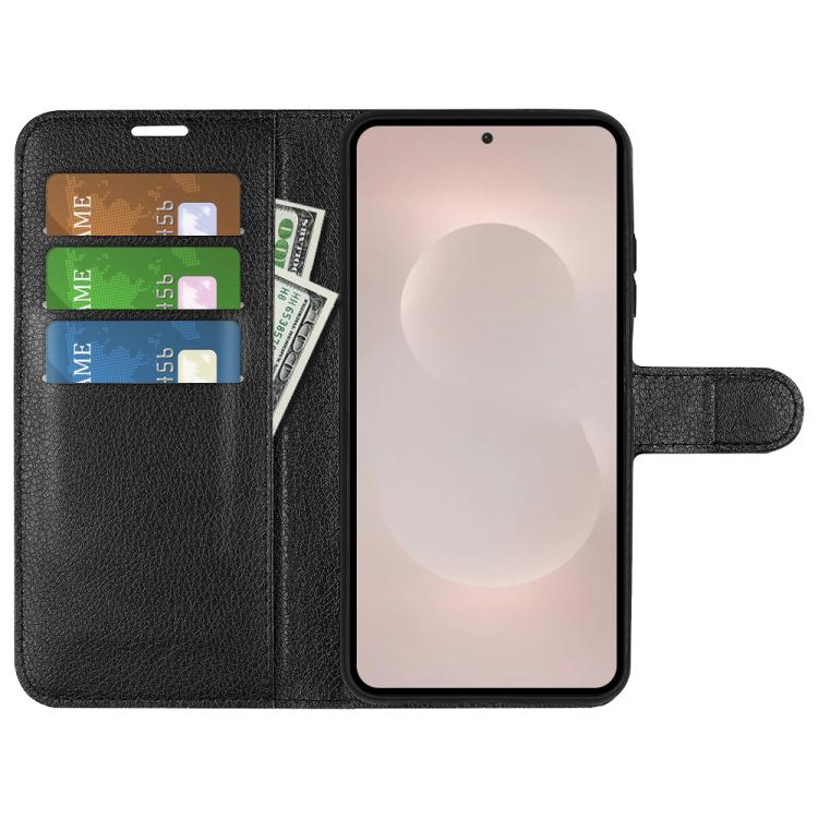 For Samsung Galaxy S26 Edge 5G Litchi Texture Horizontal Flip Leather Phone Case with Holder
