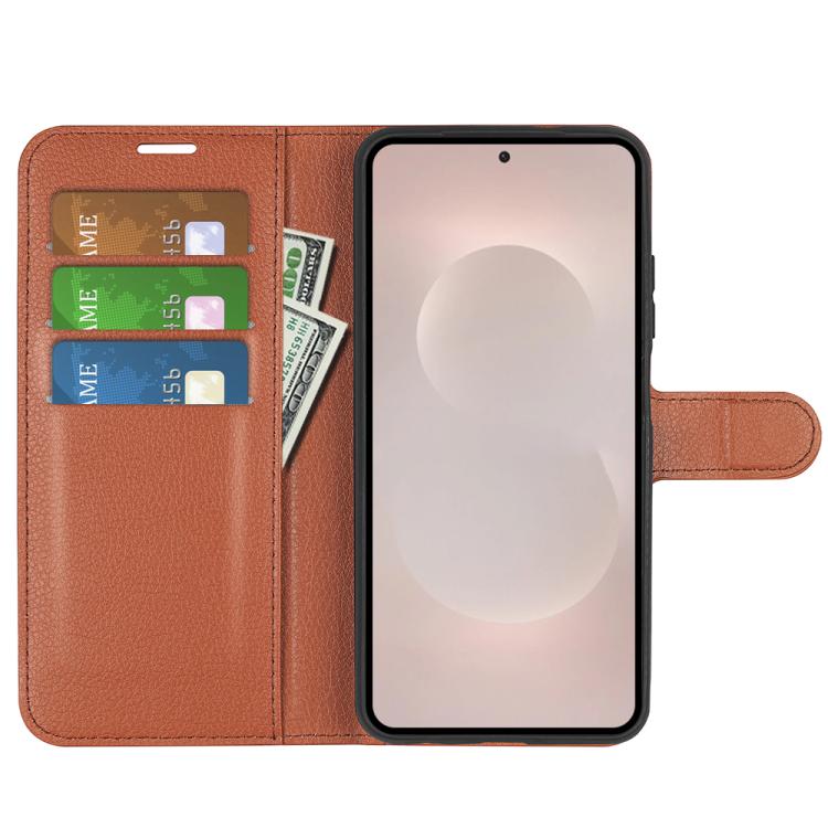 For Samsung Galaxy S26 Edge 5G Litchi Texture Horizontal Flip Leather Phone Case with Holder