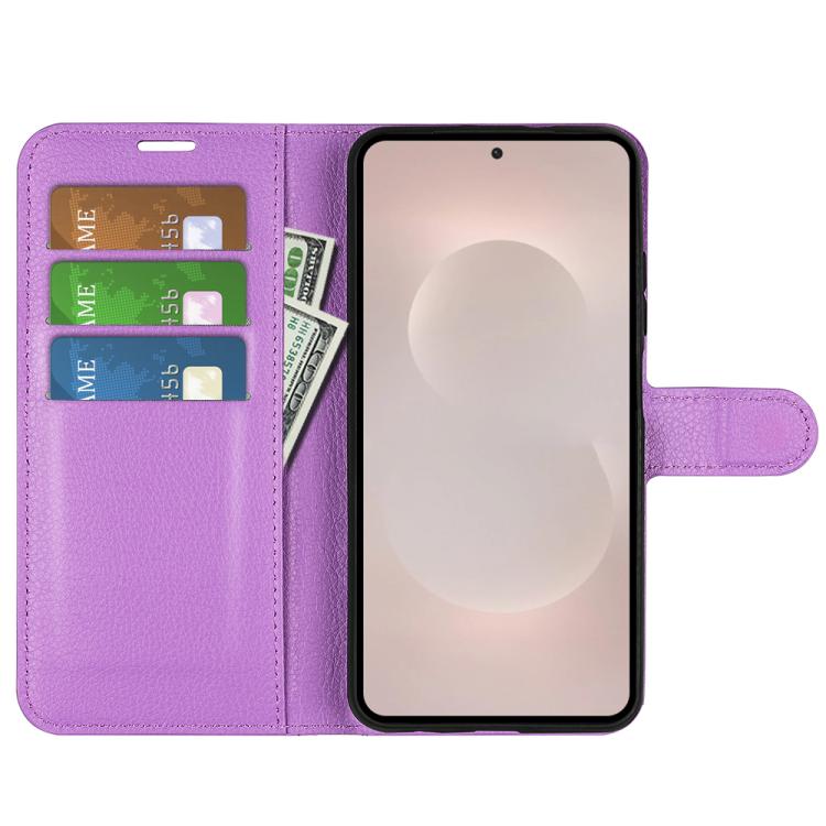 For Samsung Galaxy S26 Edge 5G Litchi Texture Horizontal Flip Leather Phone Case with Holder