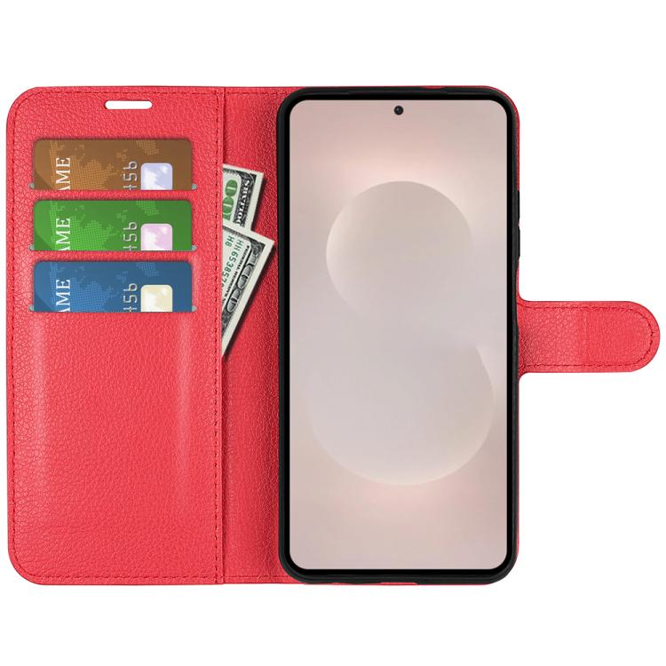 For Samsung Galaxy S26 Edge 5G Litchi Texture Horizontal Flip Leather Phone Case with Holder