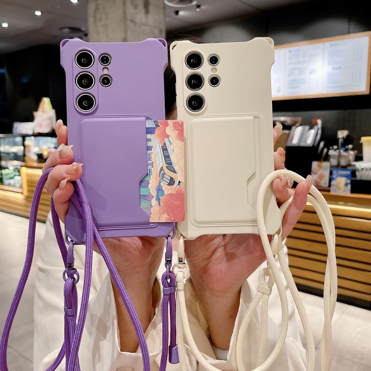 For Samsung Galaxy S21 5G Liquid TPU Card Bag Four Corner Shockproof Phone Case
