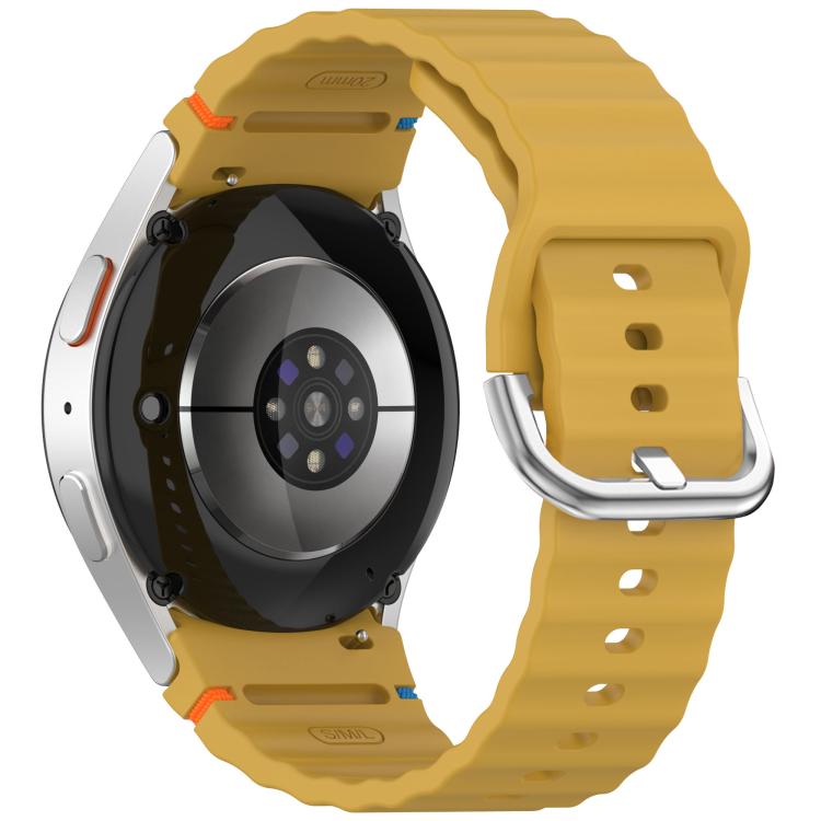 For Samsung Galaxy Watch 7 40 / 44mm Wavy Grain Stitched Silver Buckle Silicone Watch Band