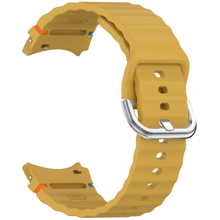 For Samsung Galaxy Watch 7 40 / 44mm Wavy Grain Stitched Silver Buckle Silicone Watch Band