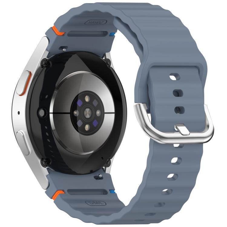 For Samsung Galaxy Watch 7 40 / 44mm Wavy Grain Stitched Silver Buckle Silicone Watch Band