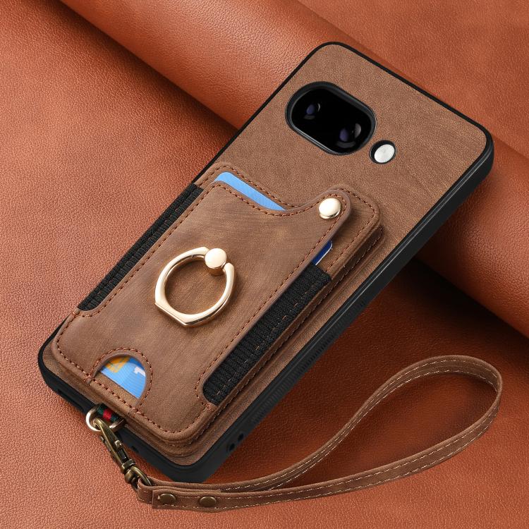 For Google Pixel 9a Retro Skin-feel Ring Multi-card Wallet Phone Case