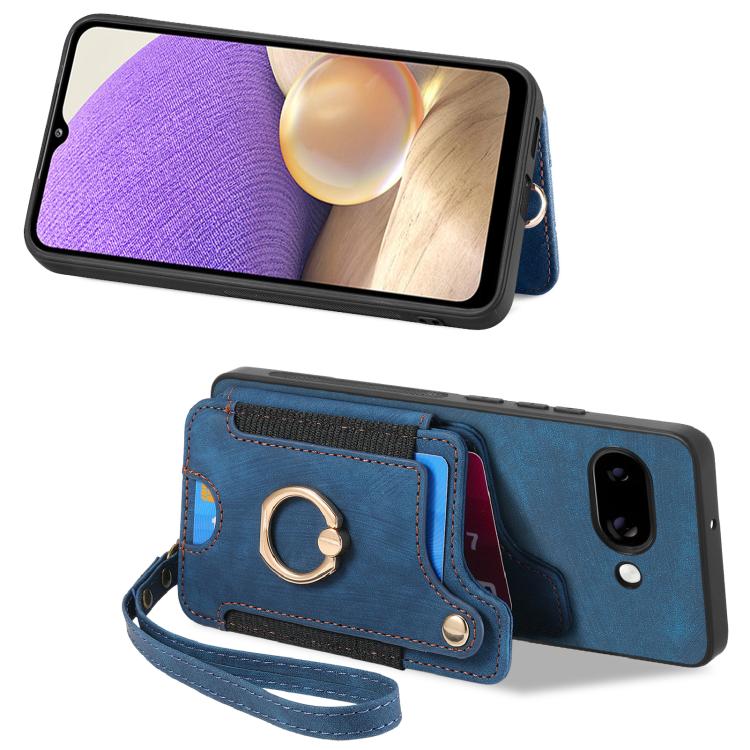 For Google Pixel 9a Retro Skin-feel Ring Multi-card Wallet Phone Case