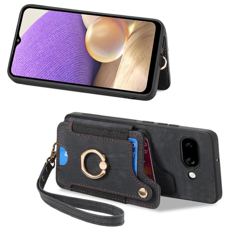 For Google Pixel 9a Retro Skin-feel Ring Multi-card Wallet Phone Case