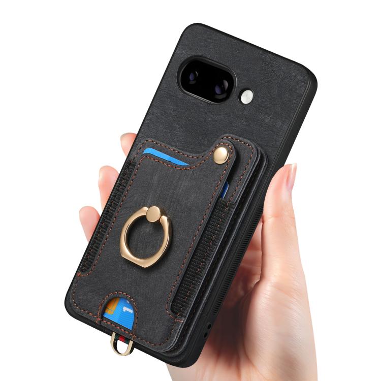 For Google Pixel 9a Retro Skin-feel Ring Multi-card Wallet Phone Case