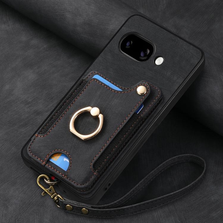 For Google Pixel 9a Retro Skin-feel Ring Multi-card Wallet Phone Case