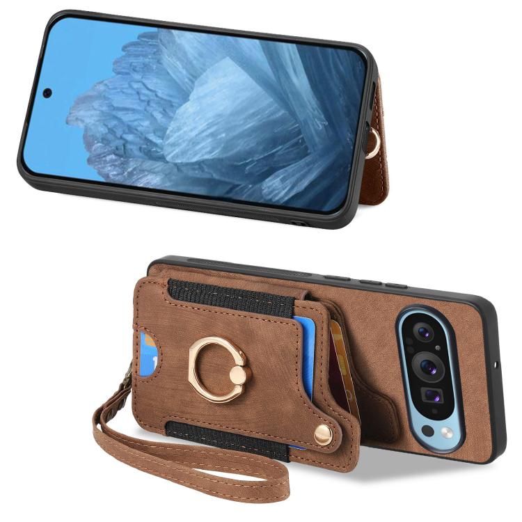 For Google Pixel 9 Pro XL Retro Skin-feel Ring Multi-card Wallet Phone Case