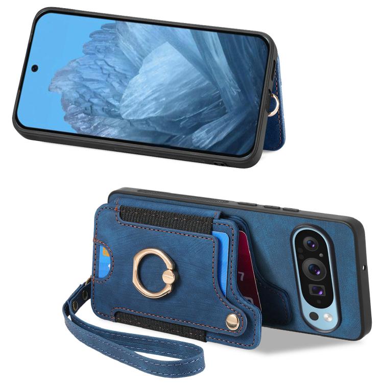 For Google Pixel 9 Pro XL Retro Skin-feel Ring Multi-card Wallet Phone Case