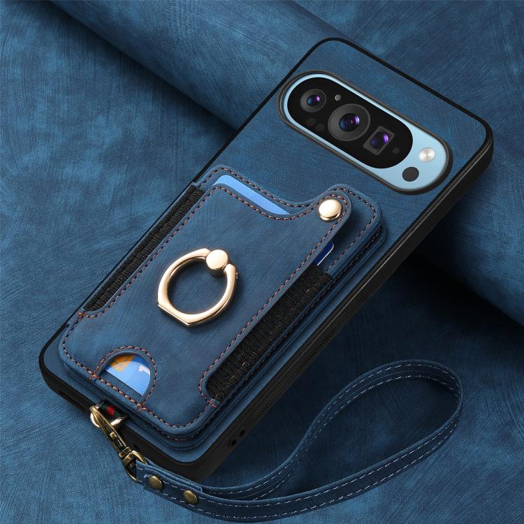 For Google Pixel 9 Pro XL Retro Skin-feel Ring Multi-card Wallet Phone Case