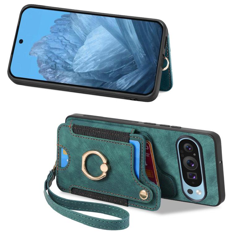 For Google Pixel 9 Pro XL Retro Skin-feel Ring Multi-card Wallet Phone Case