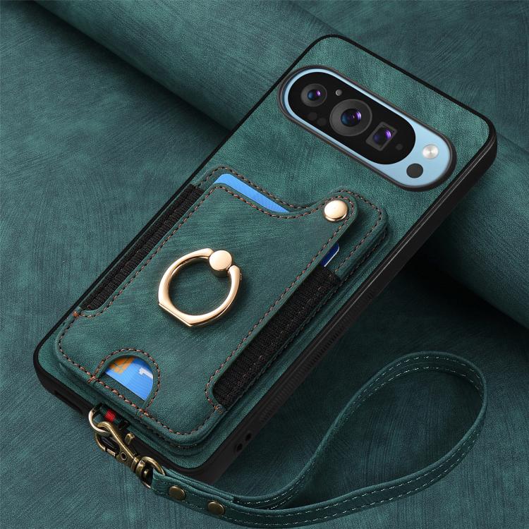 For Google Pixel 9 Pro XL Retro Skin-feel Ring Multi-card Wallet Phone Case