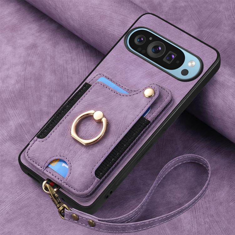 For Google Pixel 9 Pro XL Retro Skin-feel Ring Multi-card Wallet Phone Case