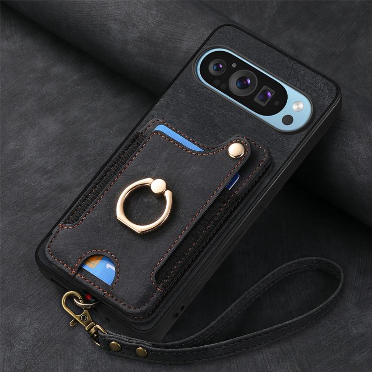 For Google Pixel 9 Pro XL Retro Skin-feel Ring Multi-card Wallet Phone Case