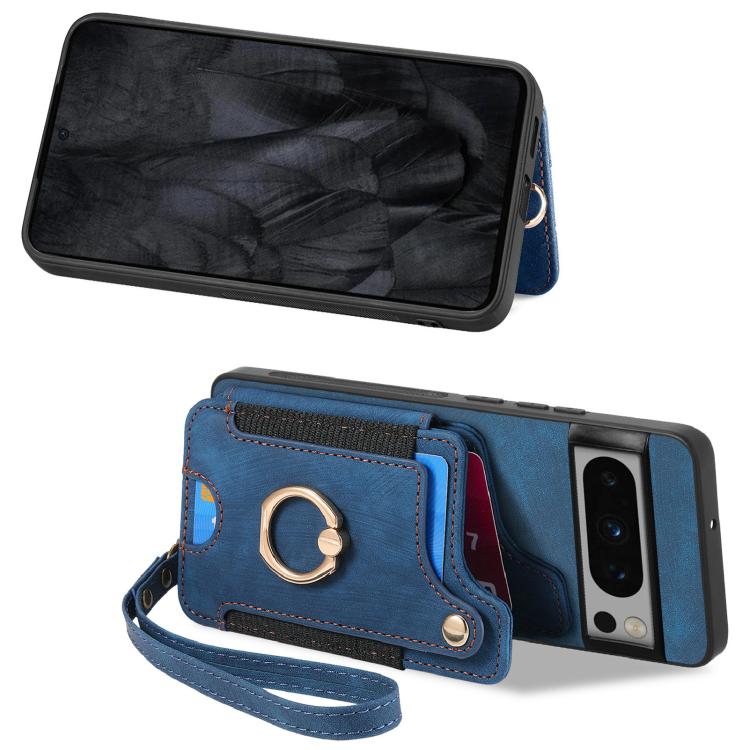 For Google Pixel 8 Pro Retro Skin-feel Ring Multi-card Wallet Phone Case