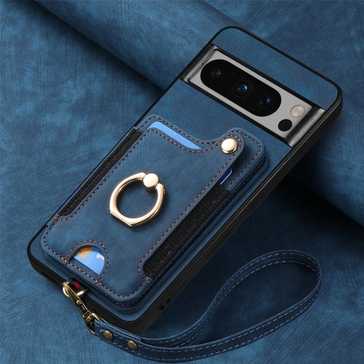 For Google Pixel 8 Pro Retro Skin-feel Ring Multi-card Wallet Phone Case