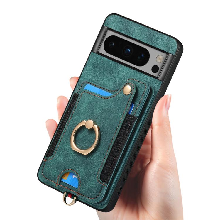 For Google Pixel 8 Pro Retro Skin-feel Ring Multi-card Wallet Phone Case