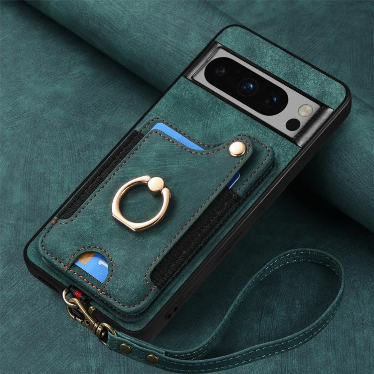 For Google Pixel 8 Pro Retro Skin-feel Ring Multi-card Wallet Phone Case