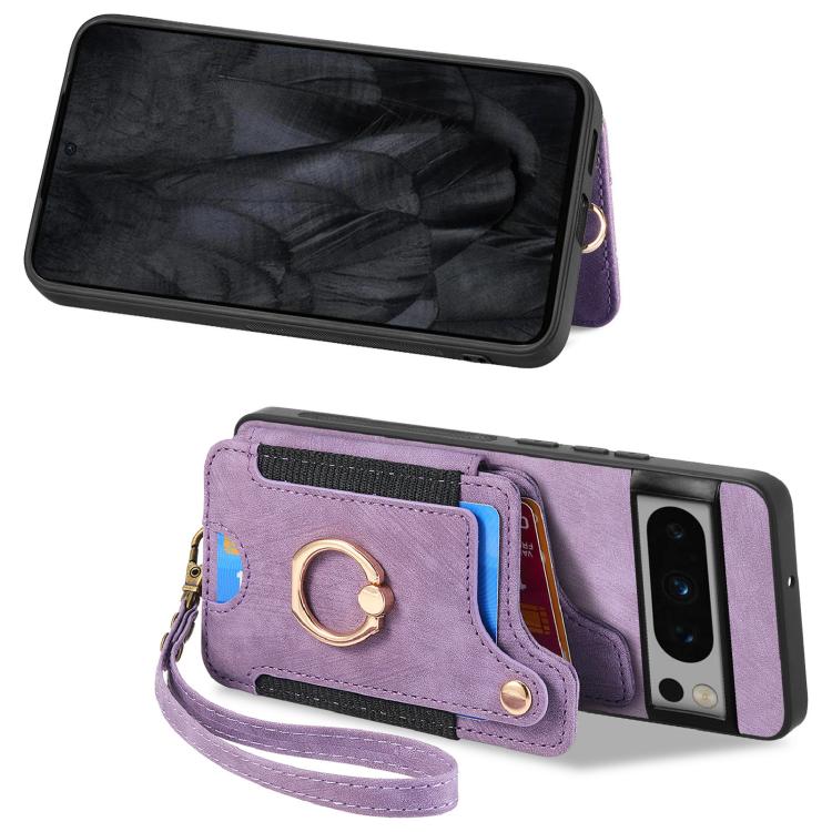 For Google Pixel 8 Pro Retro Skin-feel Ring Multi-card Wallet Phone Case