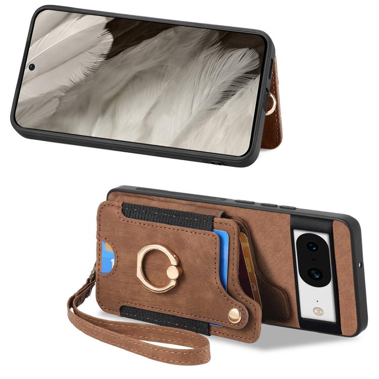 For Google Pixel 8 Retro Skin-feel Ring Multi-card Wallet Phone Case